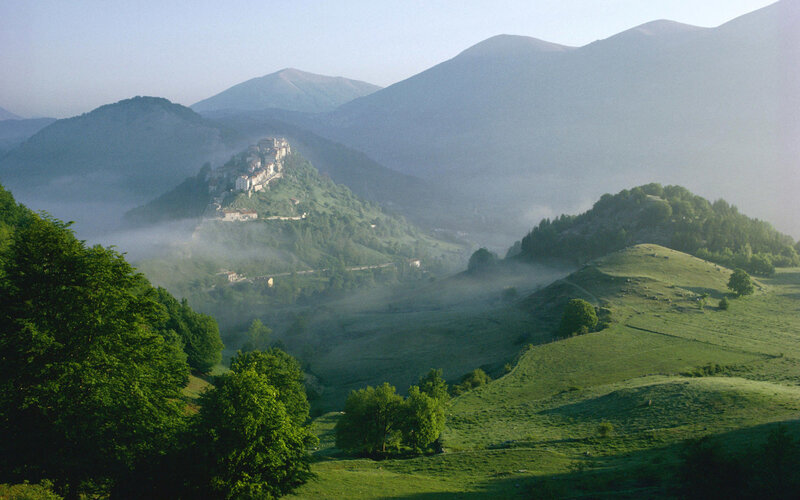 Village in the misty mountains