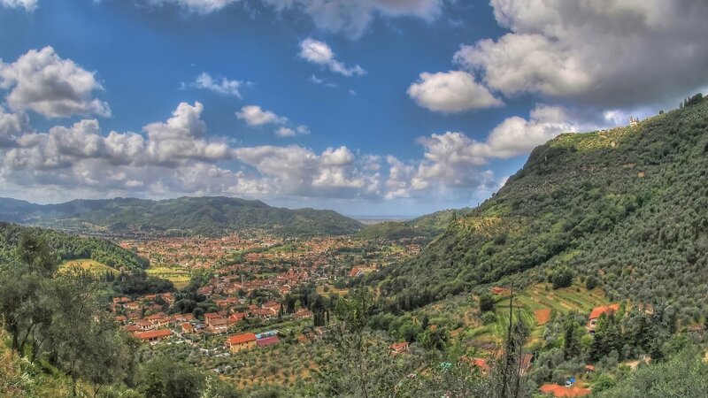 Village in Valley — Blue