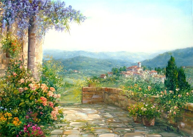 Village in Valley from Garden