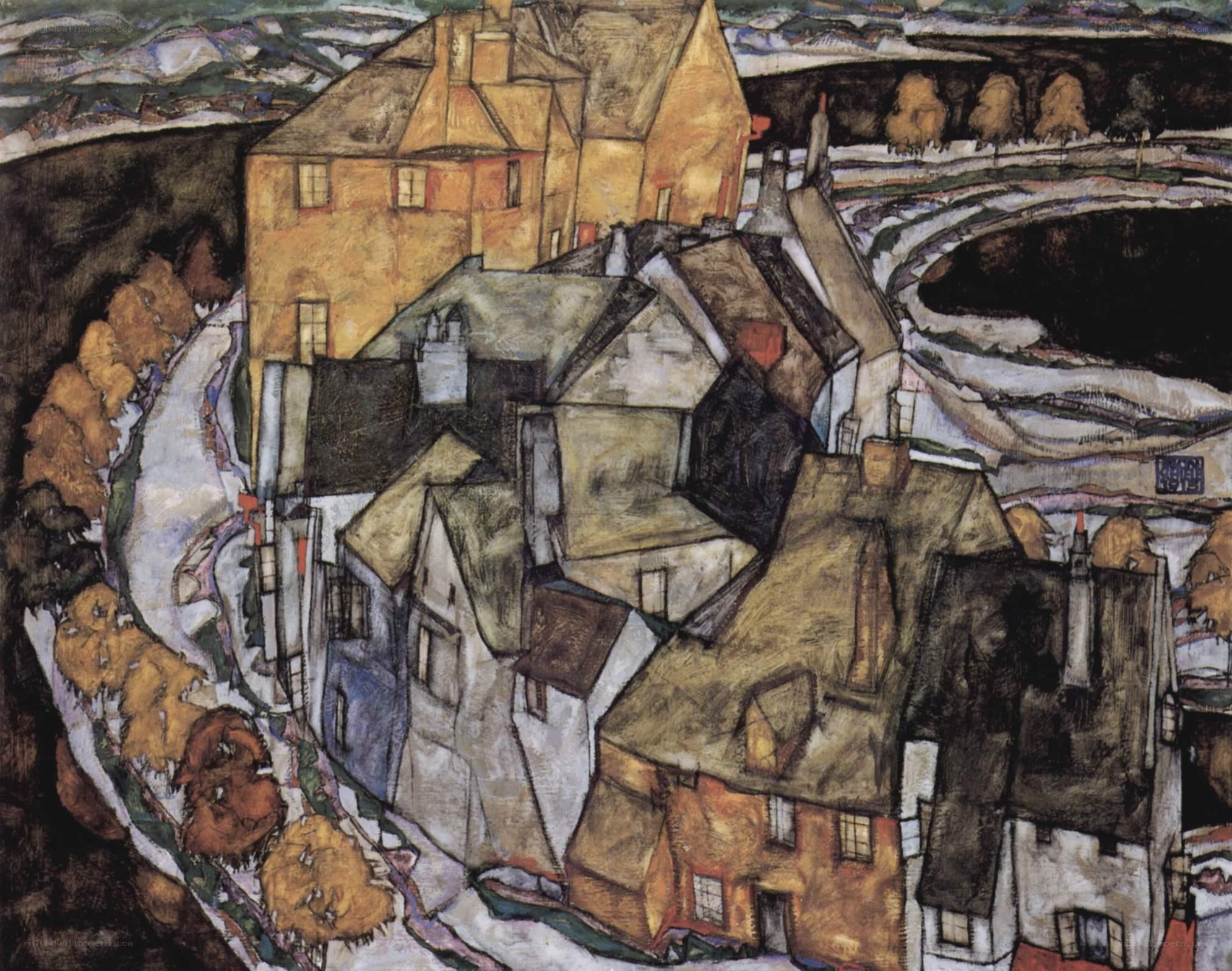 Village in Winter Landscape