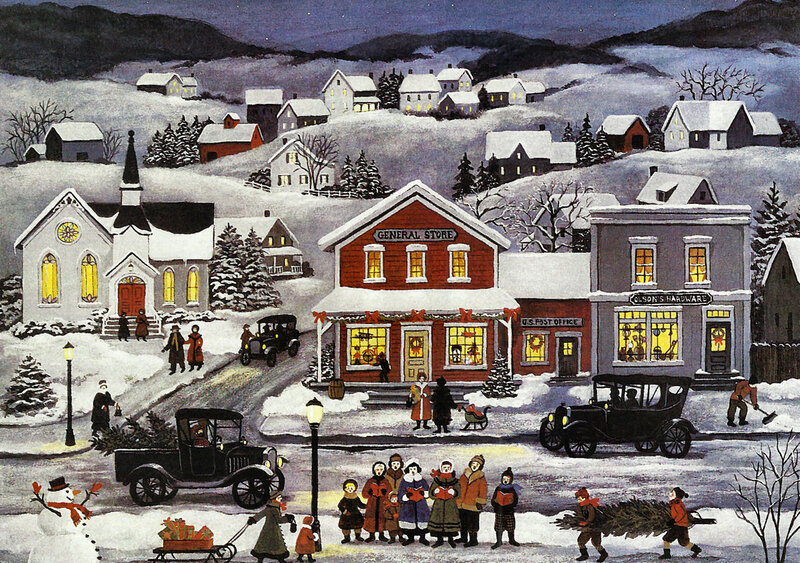 Village in Winter — White, Festive