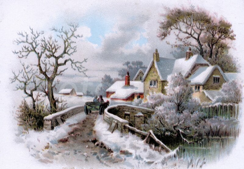 Village in Winter — White, Peaceful