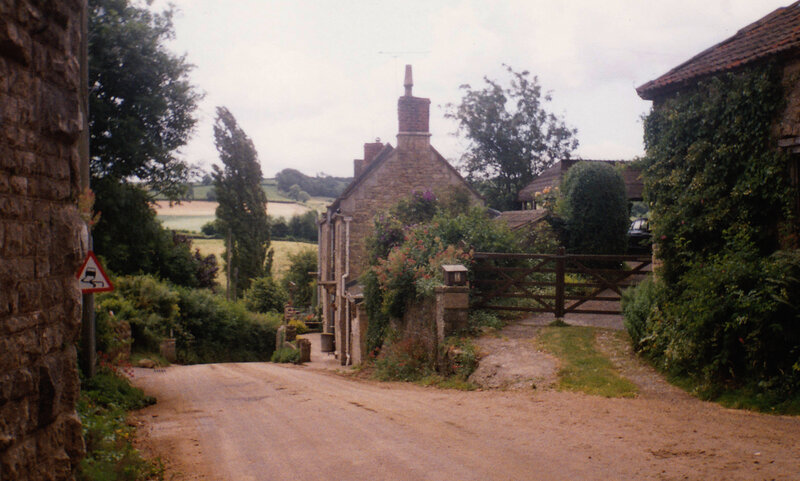 village lane with stone houses