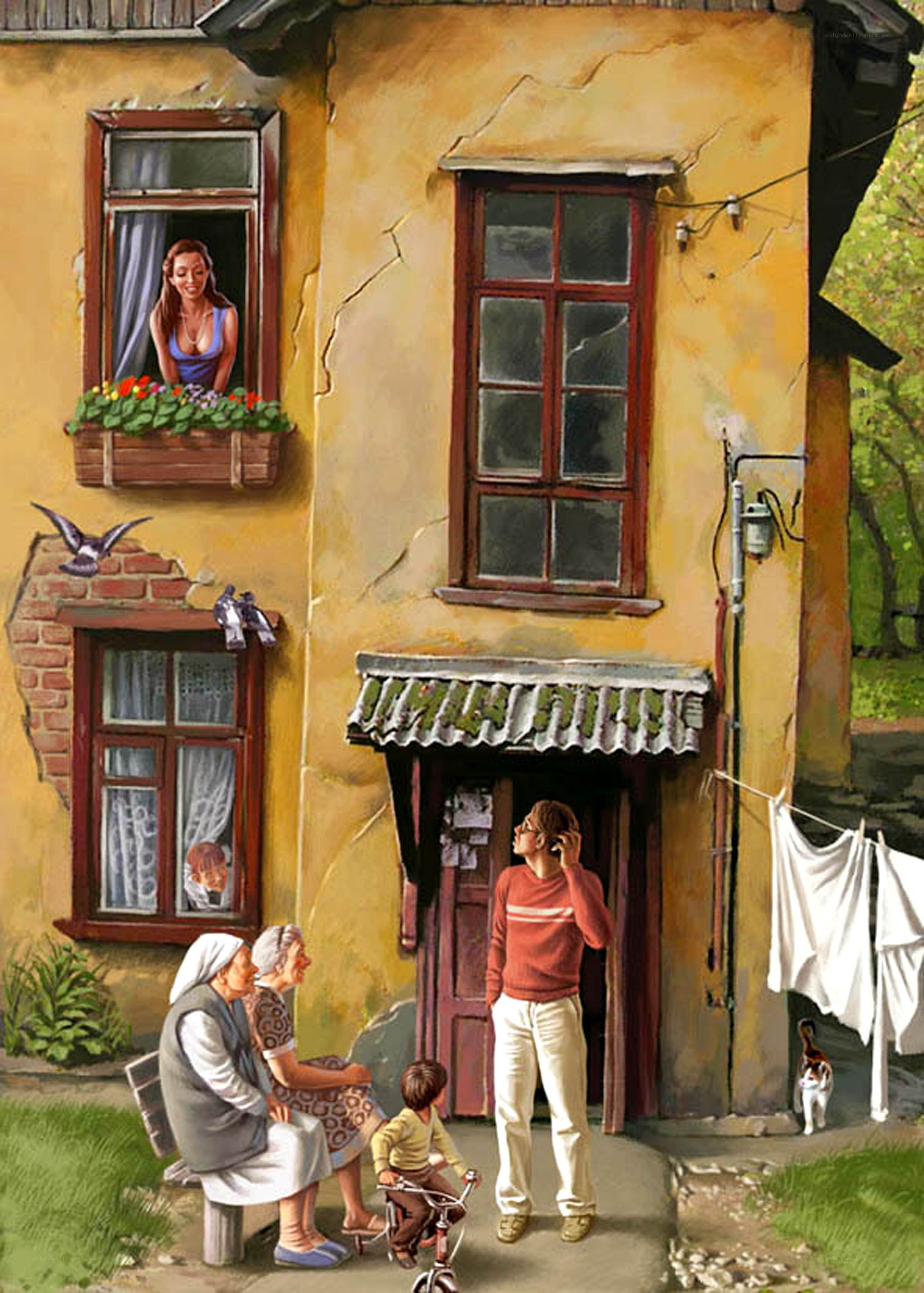 Village life scene