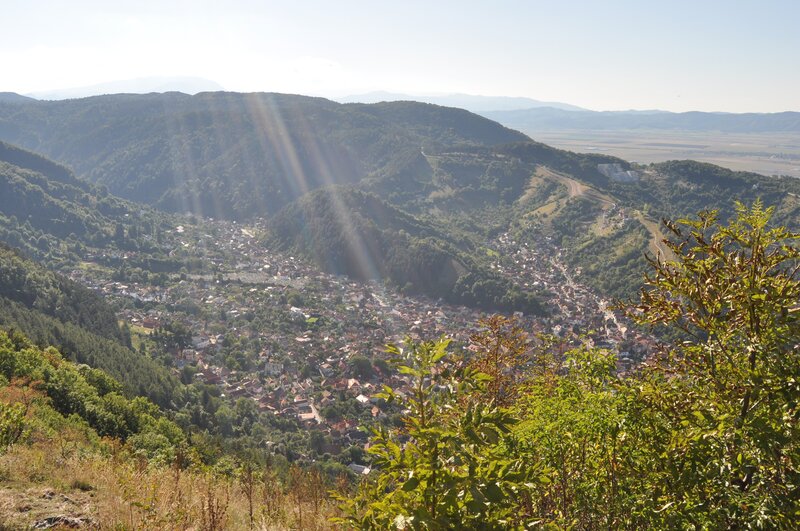 Village nestled in a mountain valley