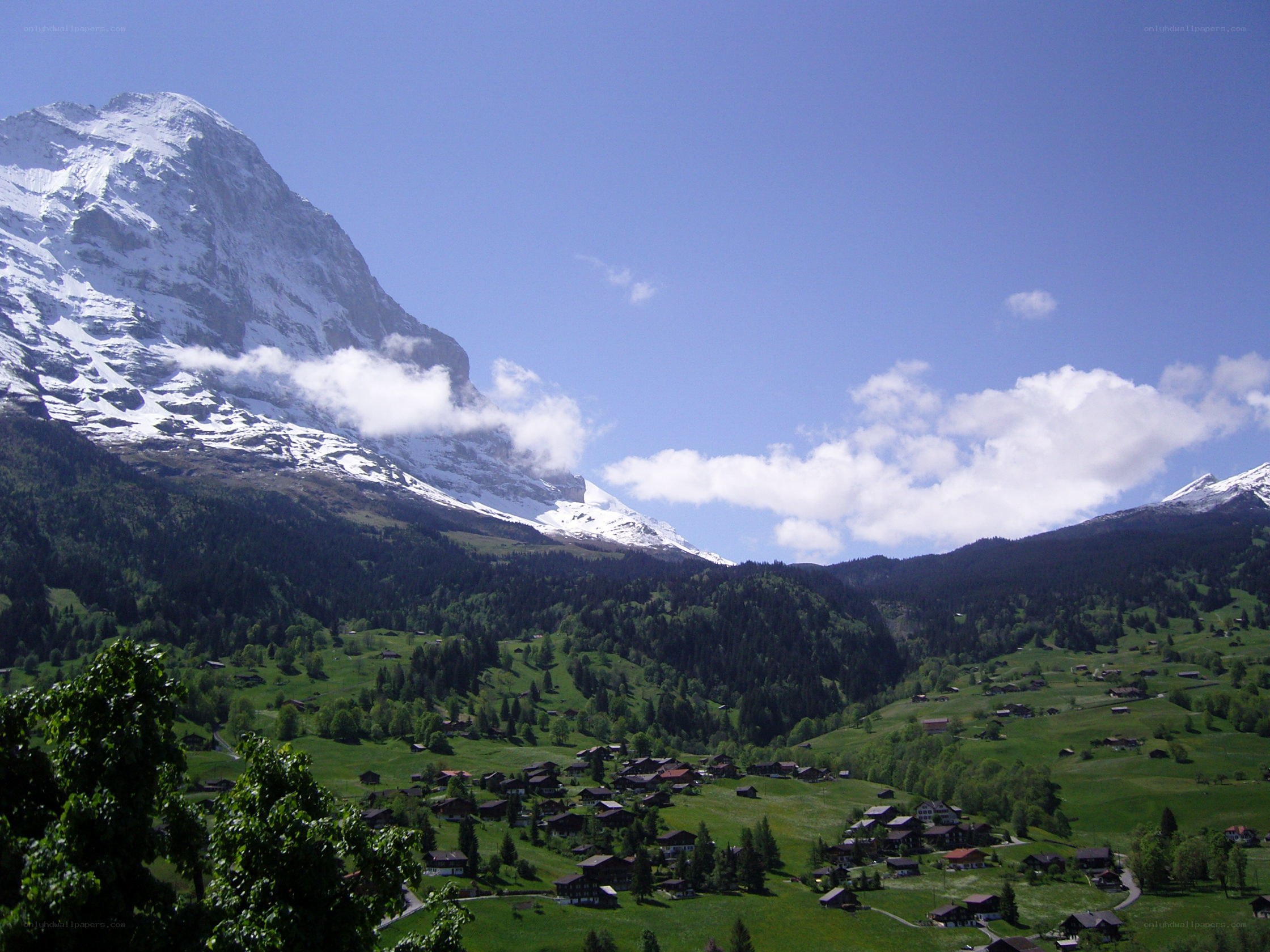 Village nestled in alpine valley