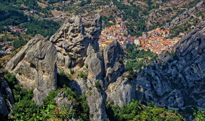 Village Nestled in Rocks