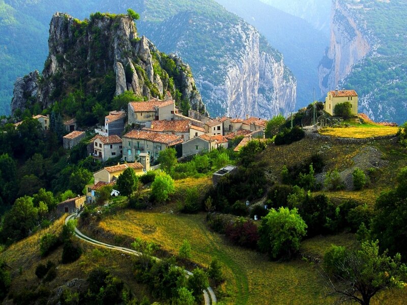 Village on a Cliff — Green