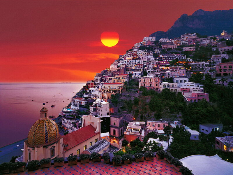 Village on a Cliff — Red