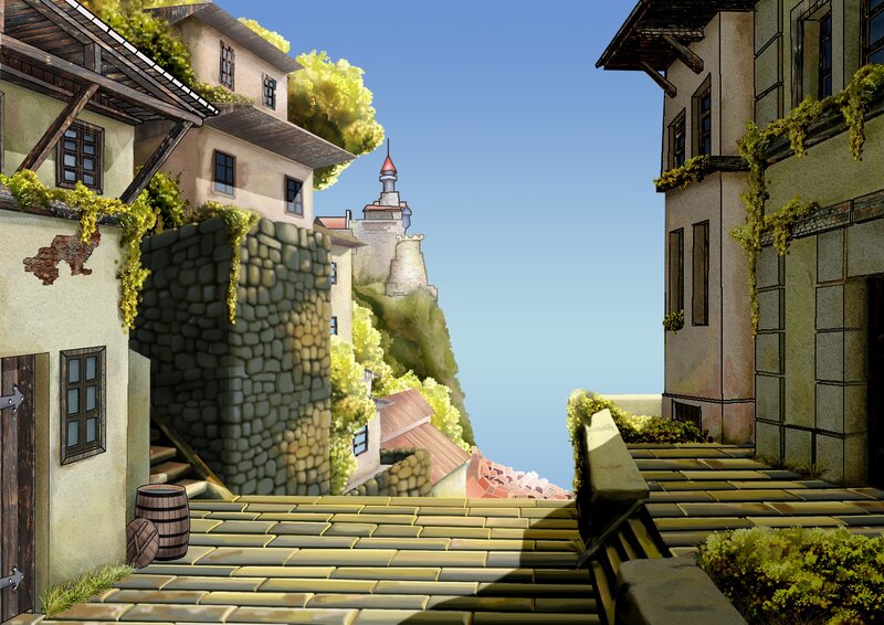 village on a cliffside