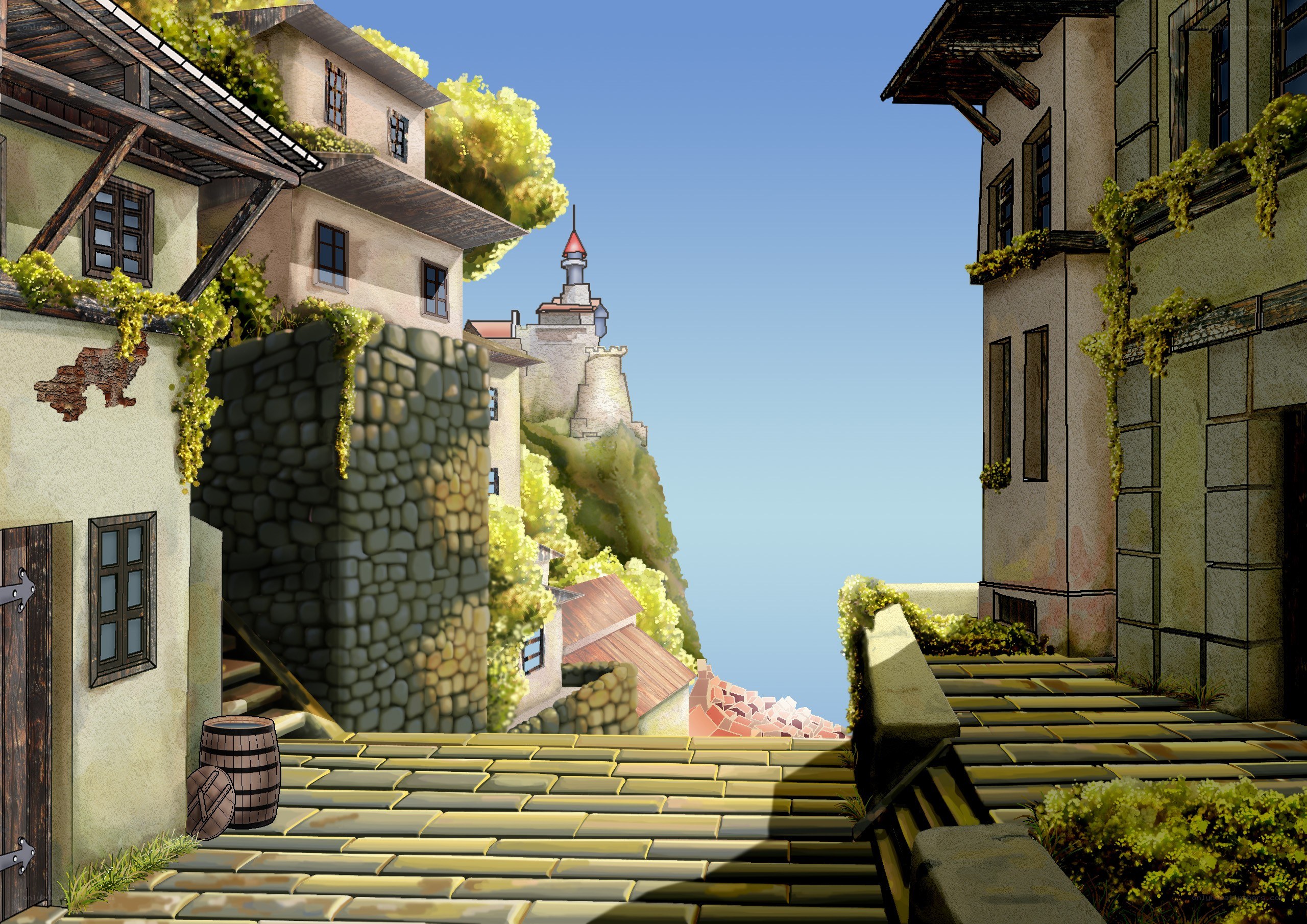 village on a cliffside