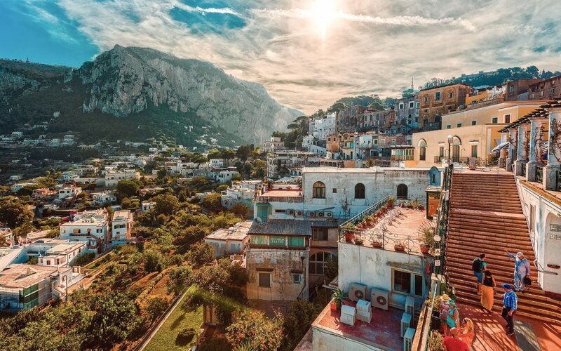 Village on a Cliffside — White