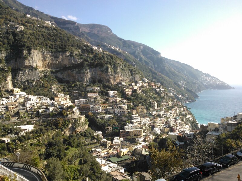 Village on a coastal cliff