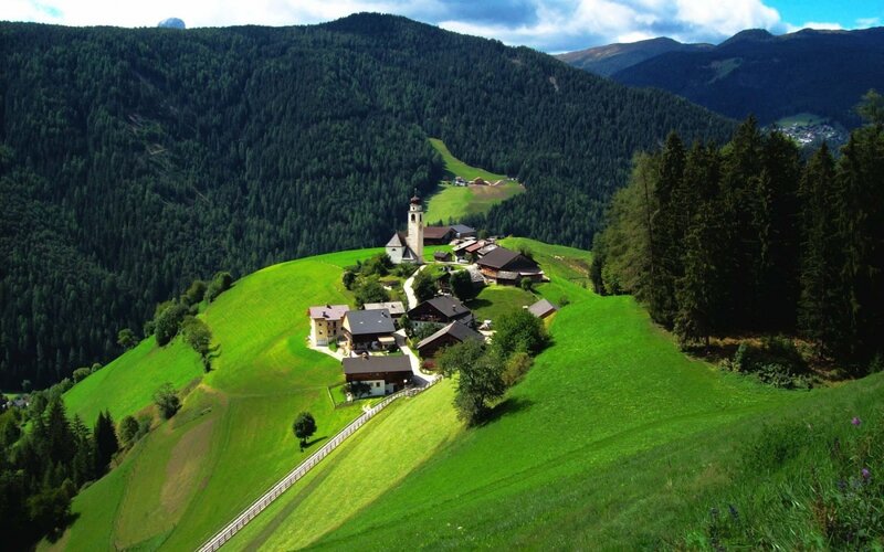 Village on a Green Hill — Serene