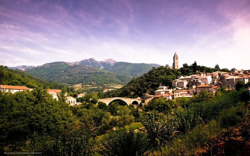 Village on a Hill — Green, Serene, Afternoon, Photograph, Mountains