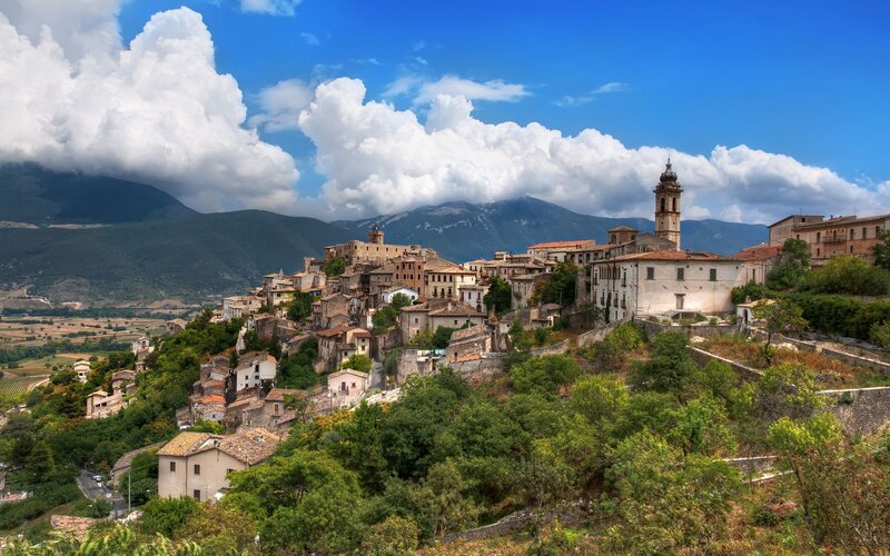 village on a hill in italy