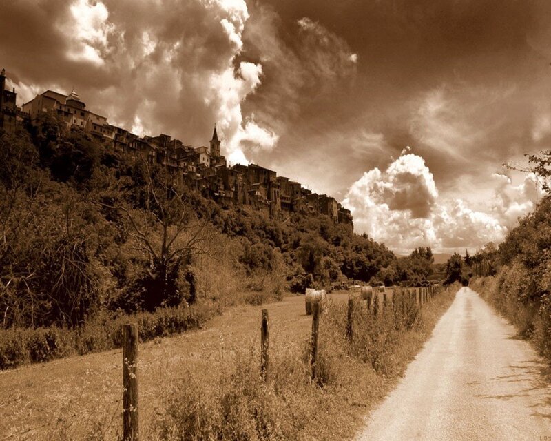 Village on a hillside