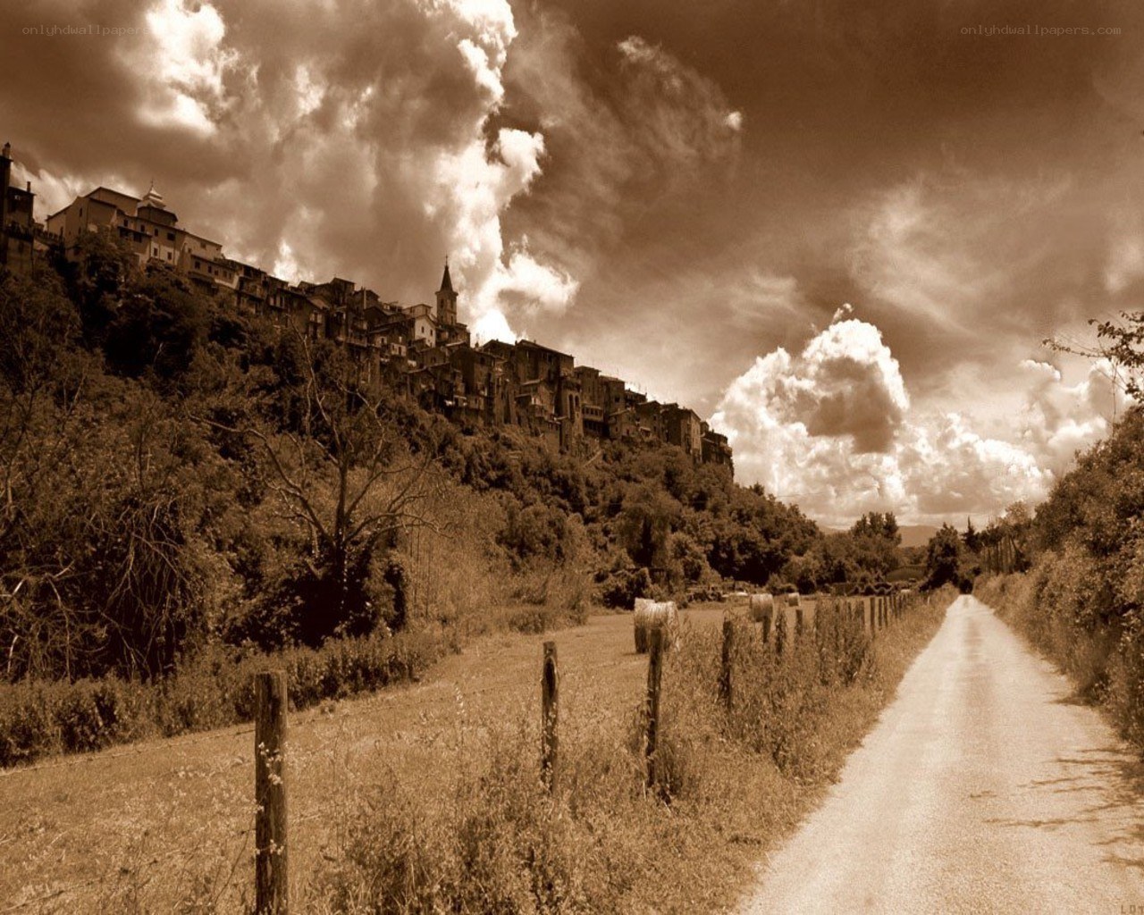 Village on a hillside