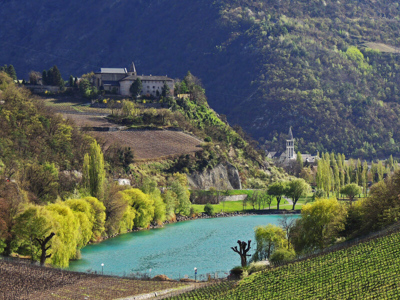Village on a Hillside — Blue, Serene, Spring