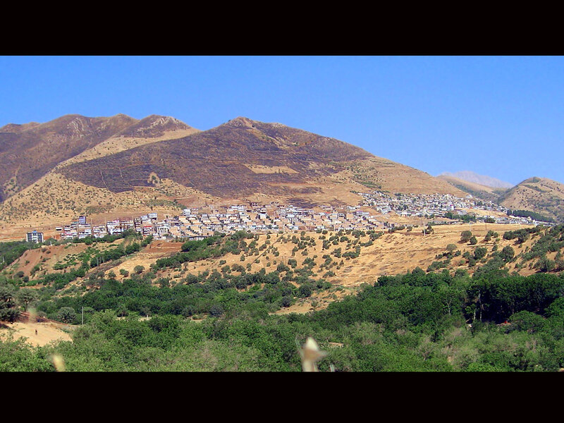 Village on a Hillside — Blue, Serene
