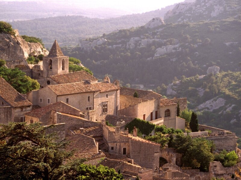 Village on a Hillside — Brown, Serene, Afternoon