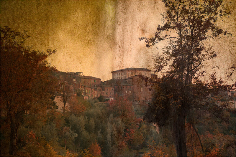 Village on a Hillside — Brown