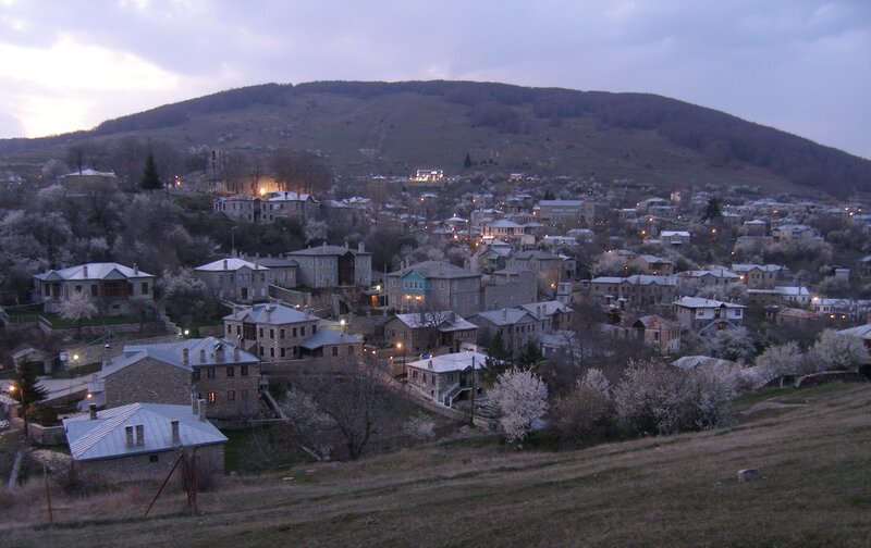 Village on a Hillside — Gray