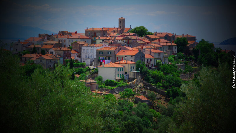 Village on a Hillside — Green, Serene, Afternoon, Photograph