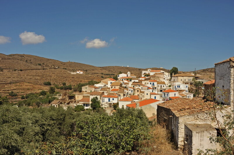 village on a hillside in greece