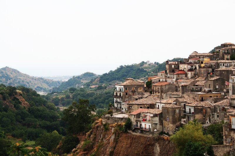 village on a hillside in italy