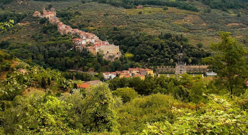 Village on a hillside in Tuscany