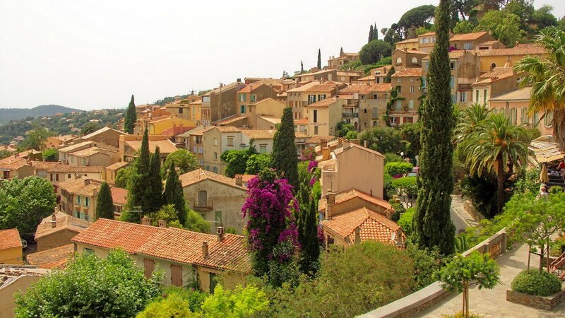 Village on a Hillside — Orange, Serene, Afternoon, Photograph