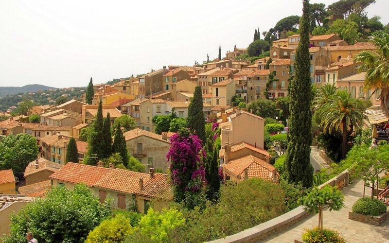 Village on a Hillside — Orange, Serene, Afternoon
