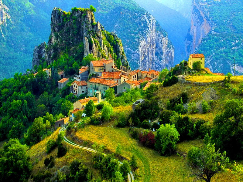 Village on a Mountain — Green, Serene, Afternoon