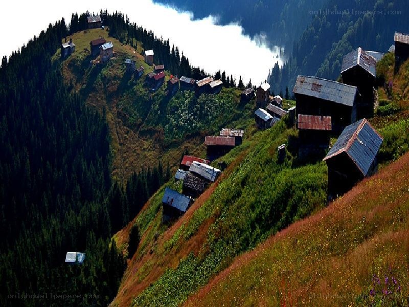 Village on a mountain slope