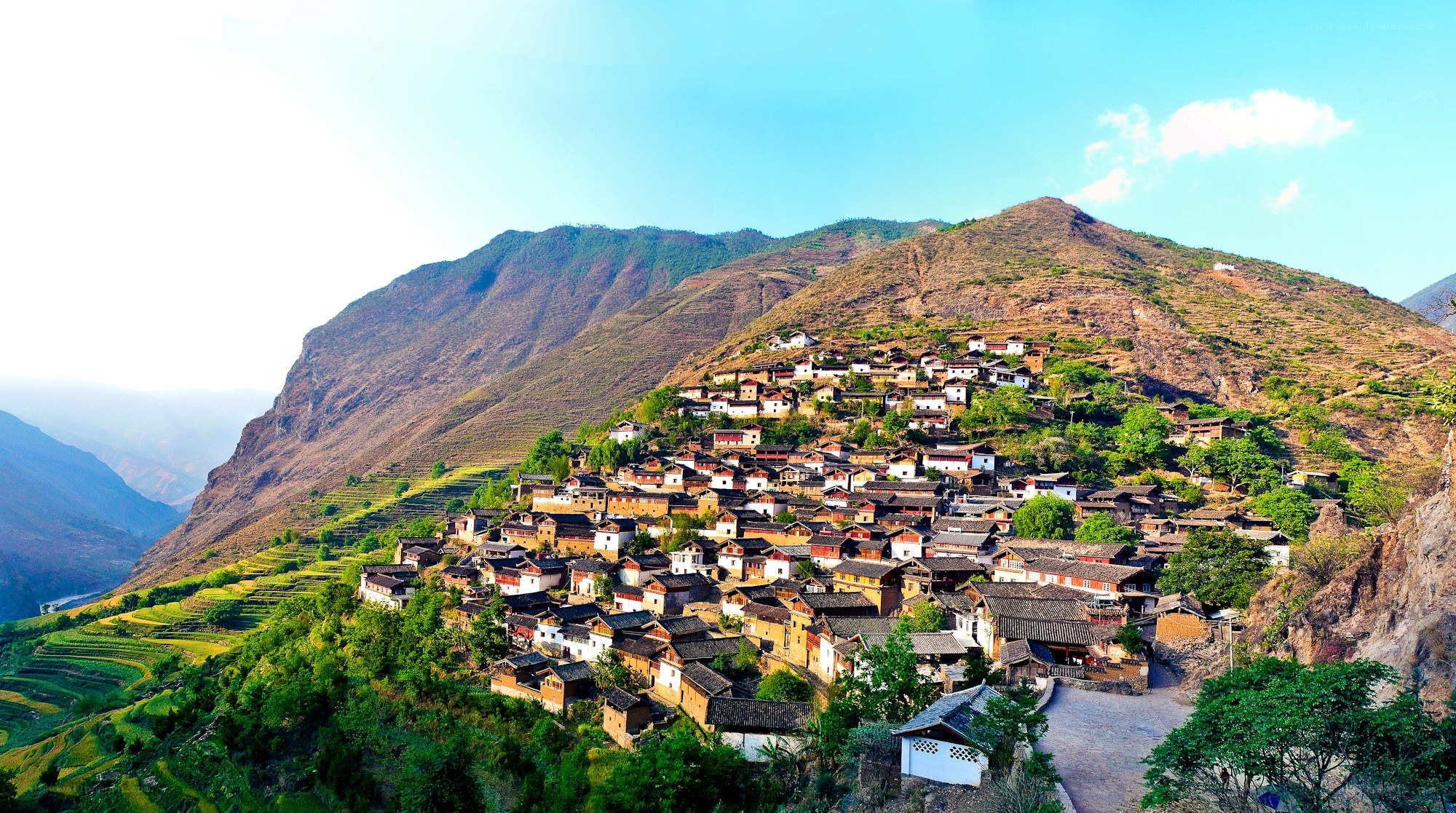 village on a mountainside