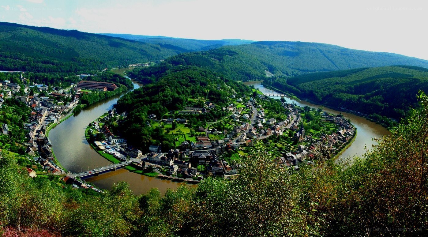 village on a river bend