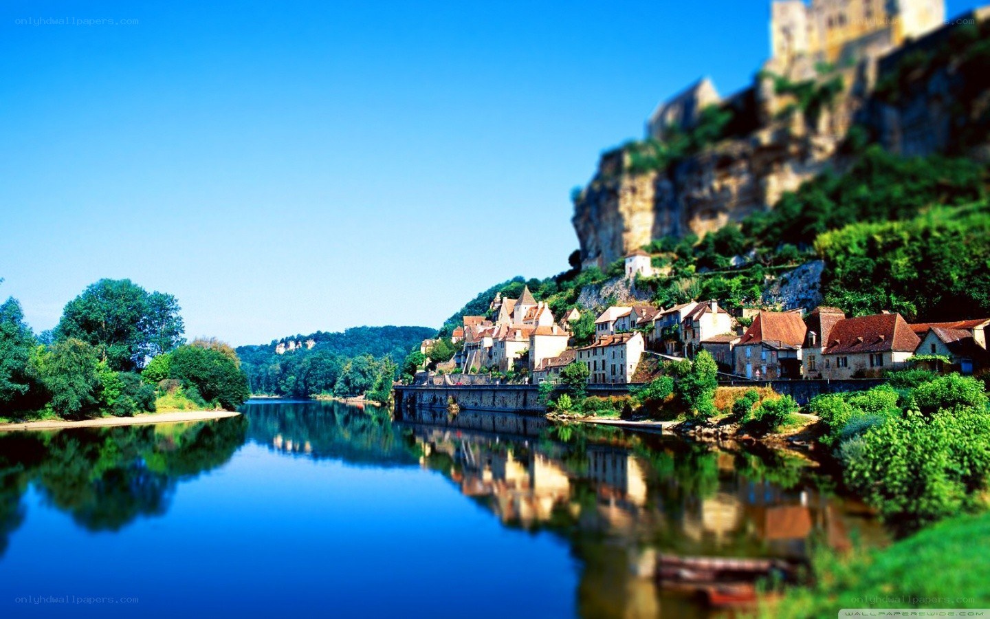 Village on a river cliff