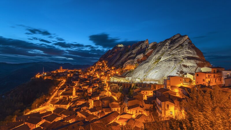 Village on a Rocky Hill — Blue
