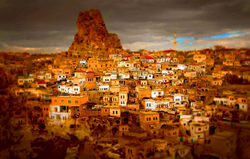 village on a rocky hill