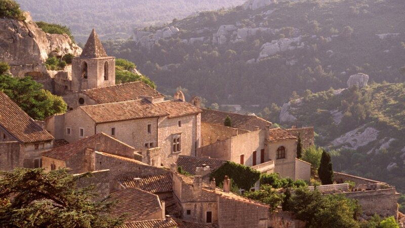 village on a rocky hillside