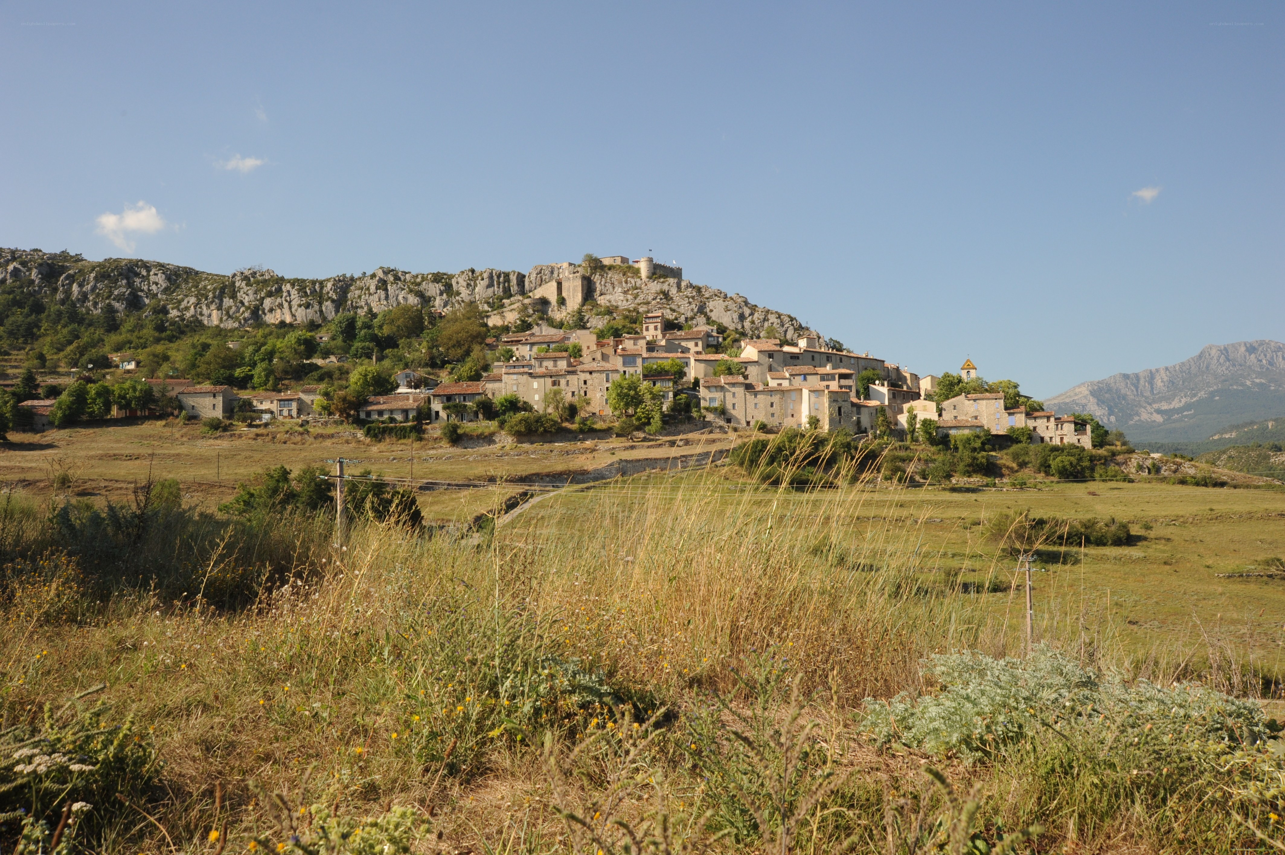 Village on a rocky hillside