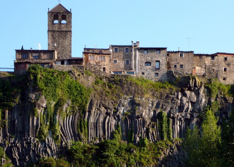 village on a volcanic cliff