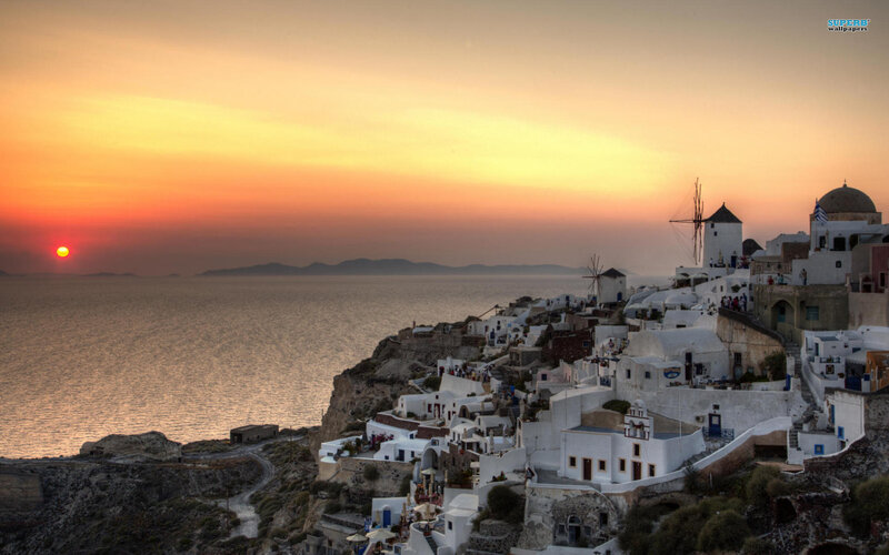 Village on Cliff Edge — Orange