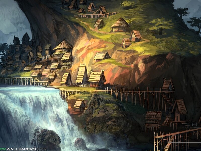 Village on Cliffside — Green