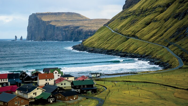 Village on Coastal Cliffs — Green