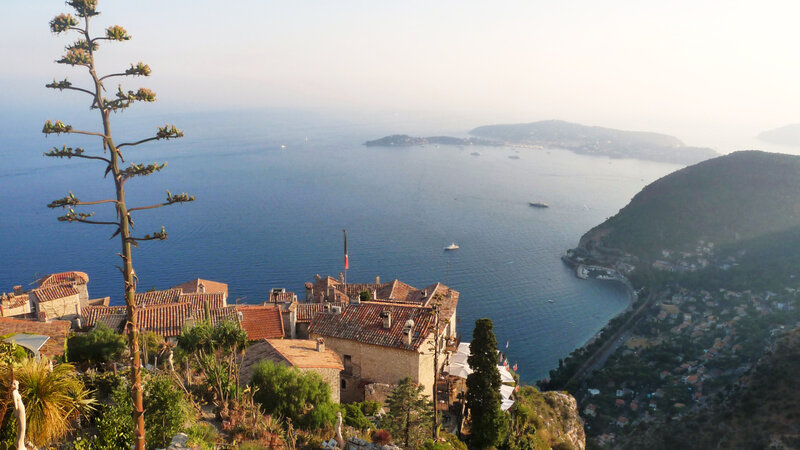 Village on Coastal Hill — Blue