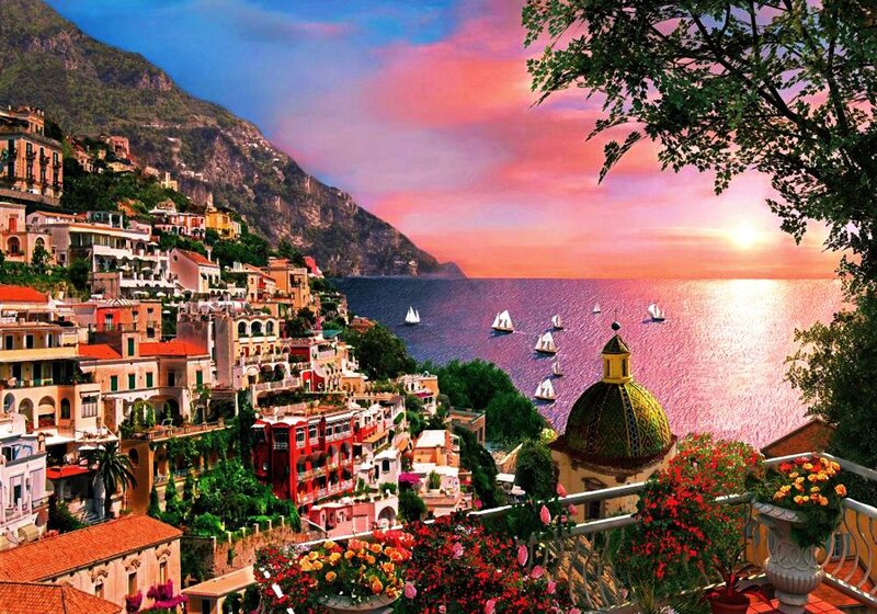 Village on Coastal Hillside