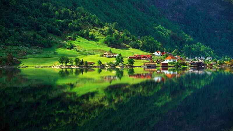 Village on Fjord Shore