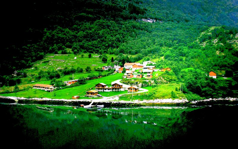 Village on Fjord Slope